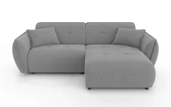 Home affaire Ecksofa »MIRELDA L-Form mit Steppungen, Recamiere rechts/links, Breite 253 cm« Sitztiefe 62 cm, elegant und bequem, 2 Zierkissen, belastbar bis 480kg