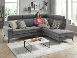 Home affaire Ecksofa »Nalani, optionaler Sitzauszug, Breite: 252 cm« Komfortabler Federkernsitz, großzügige Ecke, klappbare Armlehne