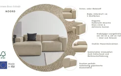 Home affaire Ecksofa »Noord mit Kedernaht, Breite 234 cm, L-Form« Cord, Struktur, Webstoff, mit Wellenunterfederung, Massivholzrahmen