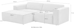 Home affaire Ecksofa »Noord mit Kedernaht, Breite 234 cm, L-Form« Cord, Struktur, Webstoff, mit Wellenunterfederung, Massivholzrahmen