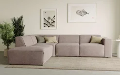 Home affaire Ecksofa »Noord mit Kedernaht, Breite 282 cm, L-Form« Webstoff, mit Wellenunterfederung, Massivholzrahmen