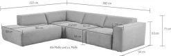 Home affaire Ecksofa »Noord mit Kedernaht, Breite 282 cm, L-Form« Webstoff, mit Wellenunterfederung, Massivholzrahmen