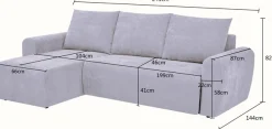 Home affaire Ecksofa »Nortrud-Uni, 241 cm, L-Form, mit Schlaffunktion u. Bettkasten« Recamiere rechts / links montierbar, Feinstruktur-Bezug