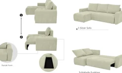 Home affaire Ecksofa »Nortrud-Uni, 241 cm, L-Form, mit Schlaffunktion u. Bettkasten« Recamiere rechts / links montierbar, Feinstruktur-Bezug