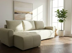 Home affaire Ecksofa »Nortrud-Chester, 241 cm, L-Form, mit Schlaffunktion u. Bettkasten« Recamiere rechts / links montierbar, Steppung, Feinstruktur-Bezug