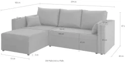 Home affaire Ecksofa »Pur L-Form« wahlweise mit Bettfunktion