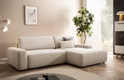 Home affaire Ecksofa »TORGE (264cm), Schlafsofa in Cord, Samtvelours o Struktur fein, L-Form« Schlaffunktion, Bettkasten, Liegefläche: 125/210 cm