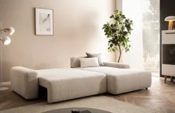 Home affaire Ecksofa »TORGE (264cm), Schlafsofa in Cord, Samtvelours o Struktur fein, L-Form« Schlaffunktion, Bettkasten, Liegefläche: 125/210 cm