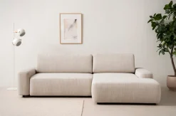 Home affaire Ecksofa »TORGE (264cm), Schlafsofa in Cord, Samtvelours o Struktur fein, L-Form« Schlaffunktion, Bettkasten, Liegefläche: 125/210 cm