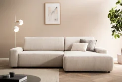 Home affaire Ecksofa »TORGE (264cm), Schlafsofa in Cord, Samtvelours o Struktur fein, L-Form« Schlaffunktion, Bettkasten, Liegefläche: 125/210 cm