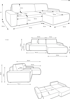 Home affaire Ecksofa »TORGE (264cm), Schlafsofa in Cord, Samtvelours o Struktur fein, L-Form« Schlaffunktion, Bettkasten, Liegefläche: 125/210 cm