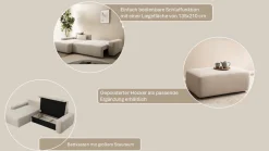Home affaire Ecksofa »TORGE (264cm), Schlafsofa in Cord, Samtvelours o Struktur fein, L-Form« Schlaffunktion, Bettkasten, Liegefläche: 125/210 cm