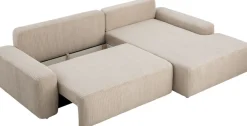 Home affaire Ecksofa »TORGE (264cm), Schlafsofa in Cord, Samtvelours o Struktur fein, L-Form« Schlaffunktion, Bettkasten, Liegefläche: 125/210 cm