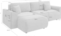 Home affaire Ecksofa »VasbySuyal Schlafsofa 235cm L-Form mit Recamiere beidseitig montierbar« Designsofa mit Bettfunktion und Bettkasten, Maße B/T/H: 235/138/80 cm