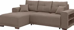 Home affaire Ecksofa »Viborg L-Form« mit Regal in der Armlehne, wahlweise mit Bettfunktion