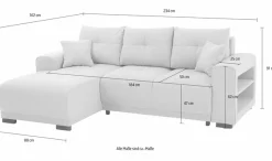 Home affaire Ecksofa »Viborg L-Form« mit Regal in der Armlehne, wahlweise mit Bettfunktion