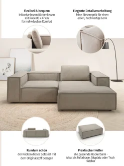 Home affaire Ecksofa »Watertown, kompakte L-Form, 246 cm breite für kleinere Räume« modernes Ecksofa mit Feincordbezug, platzsparend & bequem