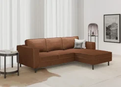 Home affaire Ecksofa »Watkins, wahlweise mit Schlaffunktion/Bettkasten, moderne offene Naht« Recamiere beidseitig montierbar, L-Form, Breite 232 cm