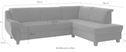 Home affaire Ecksofa »Yesterday zeitlos und elegant, bequeme Armlehnen, L-Form« Microfaser, natur
