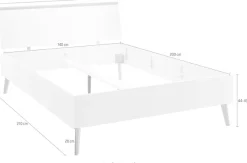 Home affaire Einzelbett »Merle Bettgestell mit Massivholzfüßen Außenmaße 145/20/92 cm (B/T/H)« in skandinavischem Design, Liegefläche 140x200cm