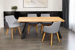 Home affaire Essgruppe »Ena Sitzgruppe für Küche/Esszimmer, Esstisch mit 4 Polsterstühlen 5tlg« Set, 5-tlg, 5 Stk. tlg. Stuhlbeine in Eiche Natur oder Buche Schwarz, Tisch 180 cm, U-Gestell