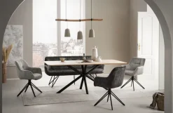 Home affaire Esstisch aus massiver Eiche mit robustem Metallgestell