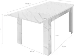 Home affaire Esstisch »Carrara« , Breite 137-185 cm, inkl. Ansteckplatte