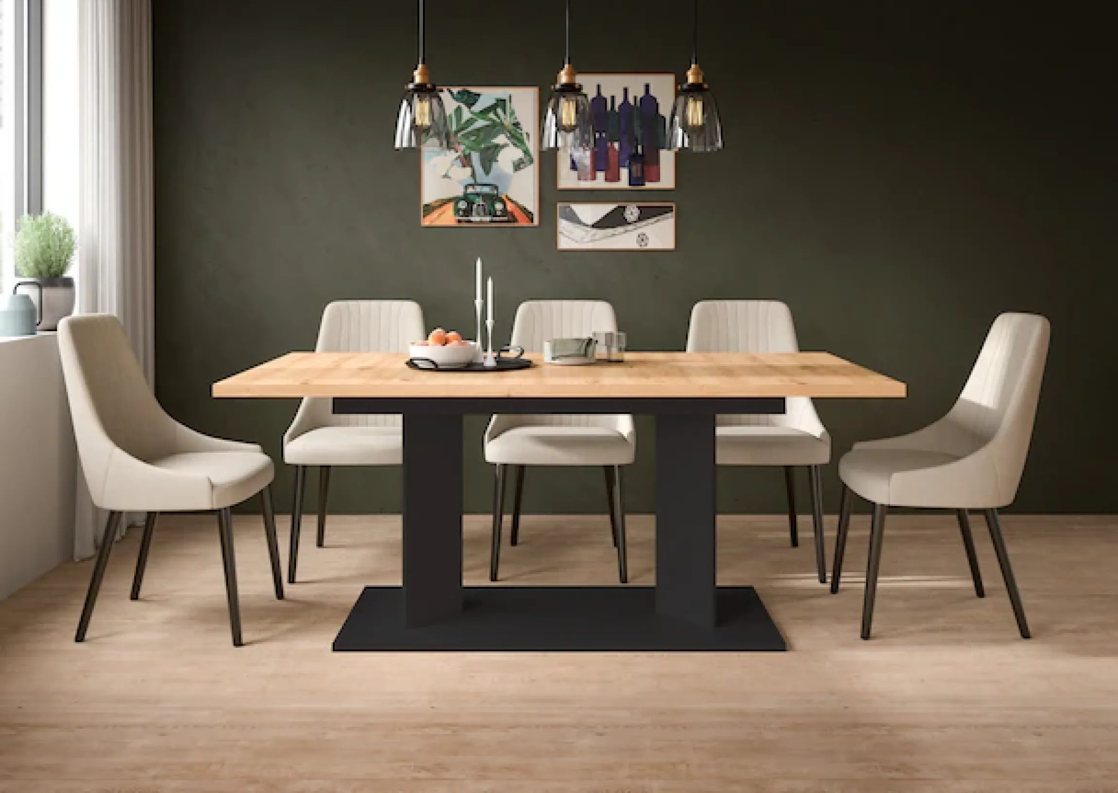 Home affaire Esstisch »GERO, 140-190 cm, 2-fach ausziehbar, Säulengestell« in verschiedenen Ausführungen erhältlich, 1 Stk. tlg. Tisch, Esstisch, Esszimmer, Esszimmertisch, Küchetisch, Bartisch