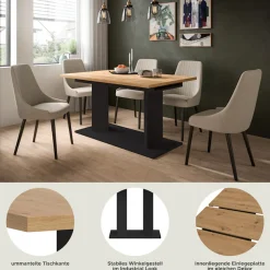 Home affaire Esstisch »GERO, 140-190 cm, 2-fach ausziehbar, Säulengestell« in verschiedenen Ausführungen erhältlich, 1 Stk. tlg. Tisch, Esstisch, Esszimmer, Esszimmertisch, Küchetisch, Bartisch