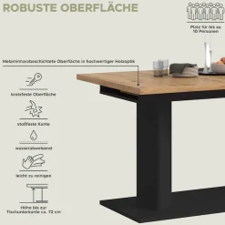 Home affaire Esstisch »GERO, 140-190 cm, 2-fach ausziehbar, Säulengestell« in verschiedenen Ausführungen erhältlich, 1 Stk. tlg. Tisch, Esstisch, Esszimmer, Esszimmertisch, Küchetisch, Bartisch