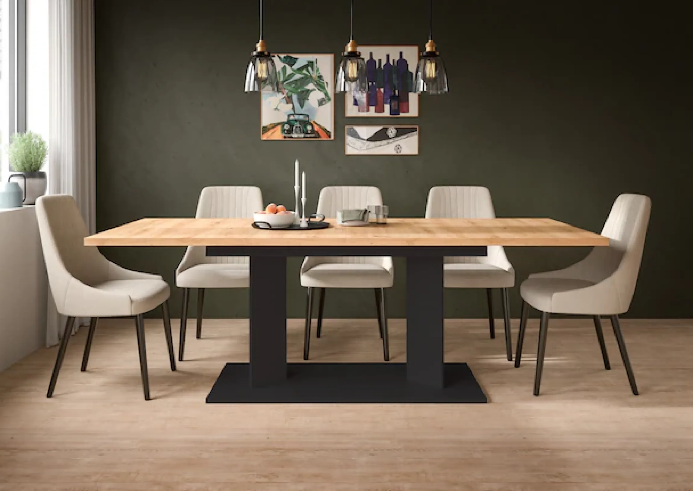 Home affaire Esstisch »GERO, 140-190 cm, 2-fach ausziehbar, Säulengestell« in verschiedenen Ausführungen erhältlich, 1 Stk. tlg. Tisch, Esstisch, Esszimmer, Esszimmertisch, Küchetisch, Bartisch