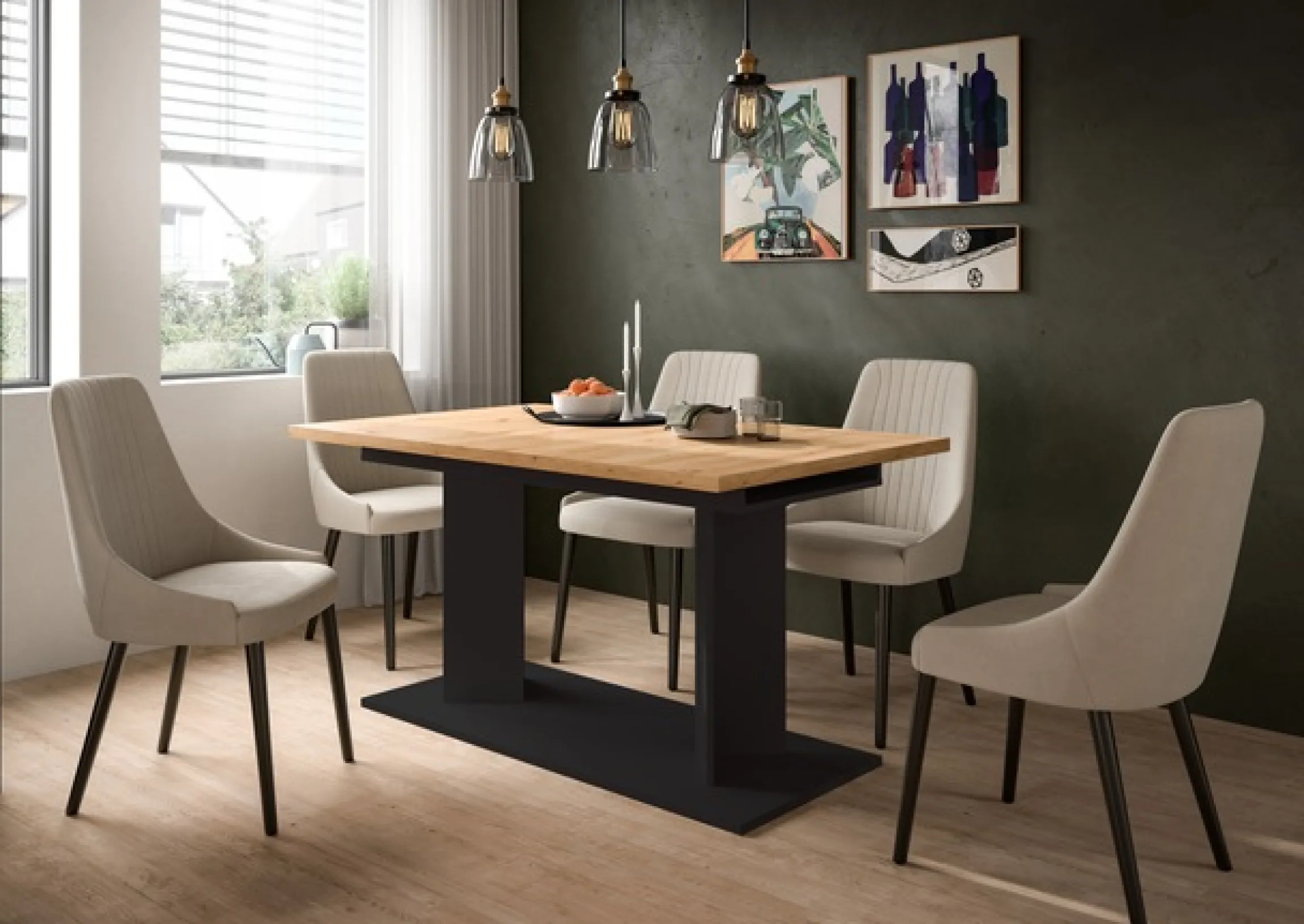Home affaire Esstisch »GERO, 140-190 cm, 2-fach ausziehbar, Säulengestell« in verschiedenen Ausführungen erhältlich, 1 Stk. tlg. Tisch, Esstisch, Esszimmer, Esszimmertisch, Küchetisch, Bartisch