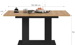 Home affaire Esstisch »GERO, 150-190 cm, ausziehbar, Säulengestell« in verschiedenen Ausführungen erhältlich, 1 Stk. tlg. Tisch, Esstisch, Esszimmer, Esszimmertisch, Küchetisch, Bartisch