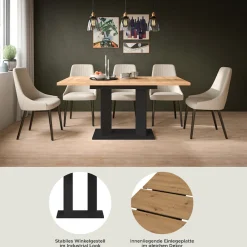 Home affaire Esstisch »GERO, 120-160 cm, ausziehbar, Säulengestell« in verschiedenen Ausführungen erhältlich, 1 Stk. tlg. Tisch, Esstisch, Esszimmer, Esszimmertisch, Küchetisch, Bartisch