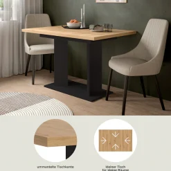 Home affaire Esstisch »GERO, 120-160 cm, ausziehbar, Säulengestell« in verschiedenen Ausführungen erhältlich, 1 Stk. tlg. Tisch, Esstisch, Esszimmer, Esszimmertisch, Küchetisch, Bartisch