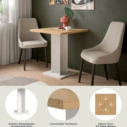 Home affaire Esstisch »GERO, 70x76x70 cm, mit Säulengestell, quadartische Tischplatte« in verschiedenen Ausführungen erhältlich, 1 Stk. tlg. Tisch, Esstisch, Esszimmer, Esszimmertisch, Küchetisch, Bartisch