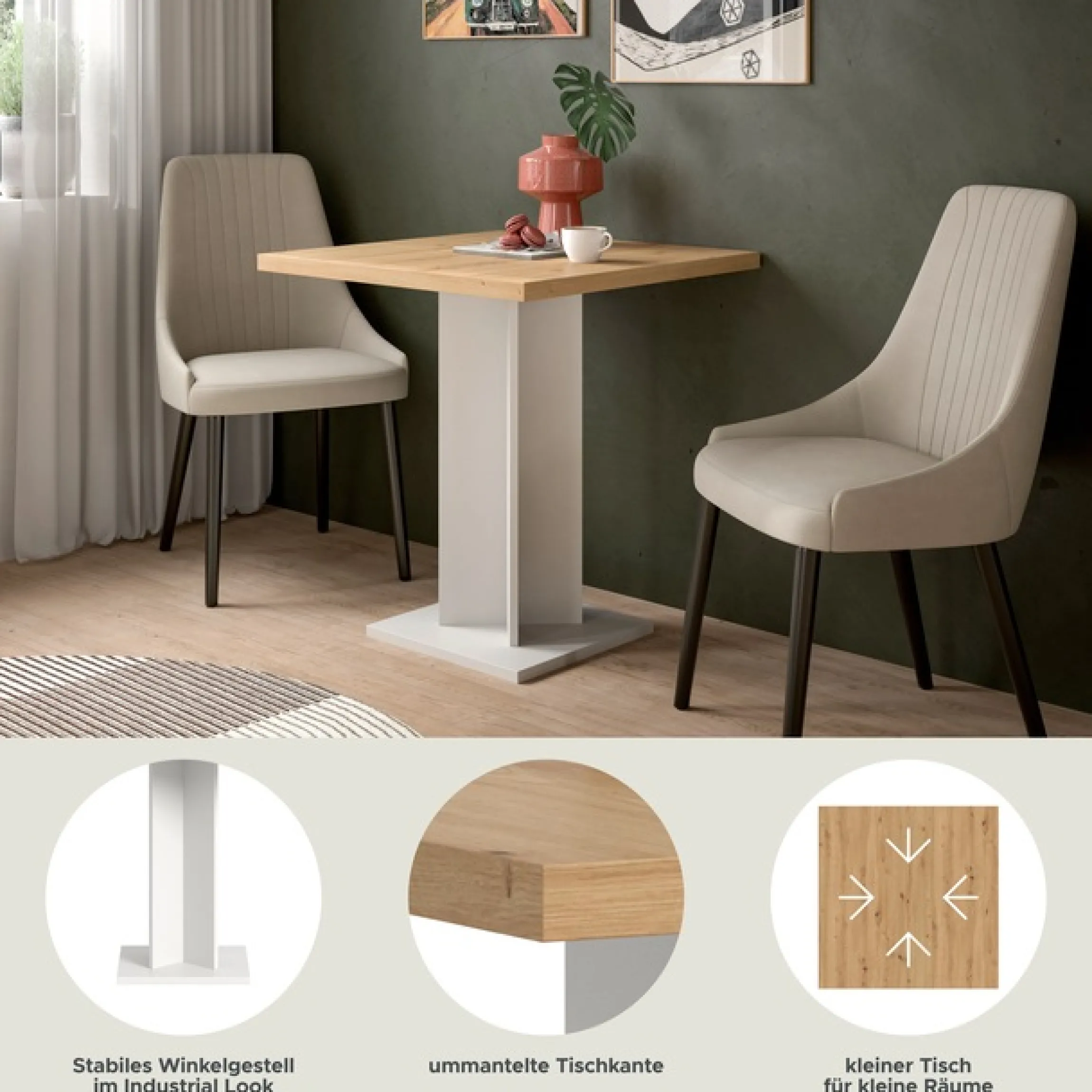 Home affaire Esstisch »GERO, 70x76x70 cm, mit Säulengestell, quadartische Tischplatte« in verschiedenen Ausführungen erhältlich, 1 Stk. tlg. Tisch, Esstisch, Esszimmer, Esszimmertisch, Küchetisch, Bartisch