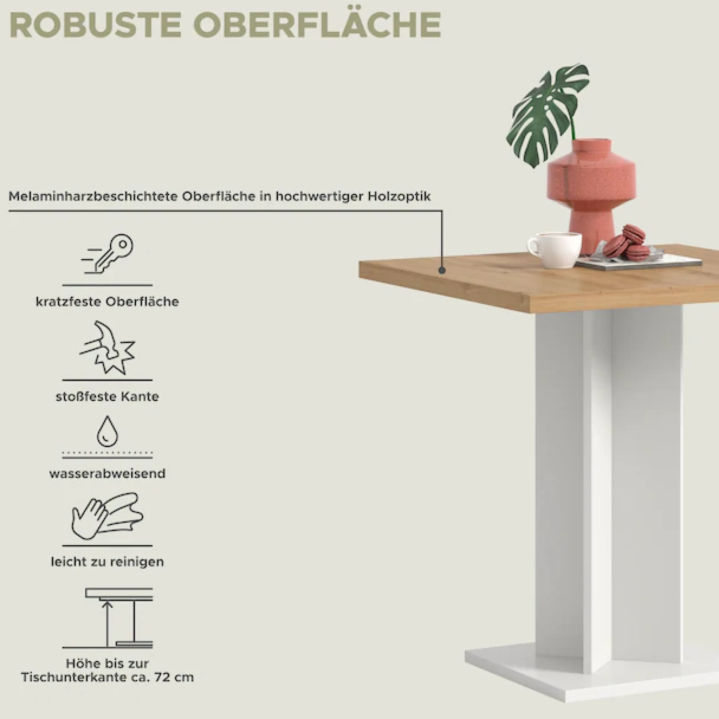 Home affaire Esstisch »GERO, 70x76x70 cm, mit Säulengestell, quadartische Tischplatte« in verschiedenen Ausführungen erhältlich, 1 Stk. tlg. Tisch, Esstisch, Esszimmer, Esszimmertisch, Küchetisch, Bartisch