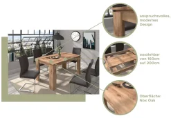 Home affaire Esstisch »Kalmar, rechteckig, 160 cm ausziehbar auf 200 cm, inkl. Einlegeplatte« Esszimmertisch, Tisch, Küchentisch, dining table,