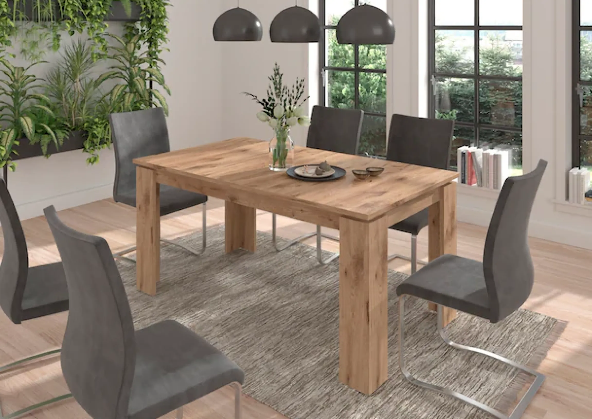 Home affaire Esstisch »Kalmar, rechteckig, 160 cm ausziehbar auf 200 cm, inkl. Einlegeplatte« Esszimmertisch, Tisch, Küchentisch, dining table,