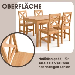 Home affaire Esstisch »Malmö« Holztisch aus Kiefer Massivholz naturfarbig, erhältich in 80 und 120cm
