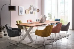 Home affaire Esstisch »Manhattan« mit Massivholzplatte Akazie lackiert, Baumkantentisch im Landhaus Stil