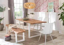 Home affaire Esstisch »Manhattan« mit Baumkantenoptik und Gestell U-Form aus weißem Metall