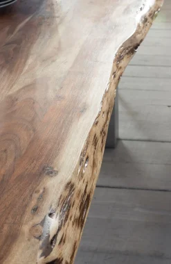 Home affaire Esstisch »Manhattan« mit Baumkantenoptik und Gestell U-Form aus weißem Metall