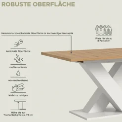 Home affaire Esstisch »Motus, ausziehbar 150 -190 cm, inklusive 40 cm Einlegeplatte« Set, 1 Stk. tlg. X-Gestell mit Bodenplatte, Tisch, Küchentisch, Esszimmer, Küche