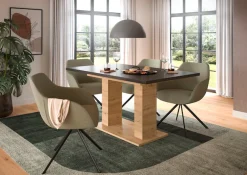 Home affaire Esstisch »Motus, ausziehbar 150 -190 cm, inklusive 40 cm Einlegeplatte« Set, 1 Stk. tlg. Doppelsäulengestell mit Bodenplatte, Tisch, Esstisch, Küche