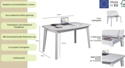 Home affaire Esstisch »Palermo, multifunktionaler Tisch, Arbeitstisch, Schreibtisch« mit Stauraum, Platte aufklappbar, Home Office Schreibtisch, Massivholz