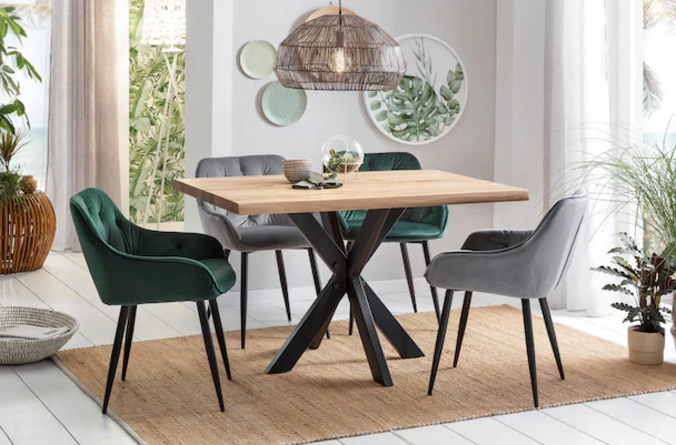 Home affaire Esstisch »Tristan« mit modernem Spider Gestell und Baumkante