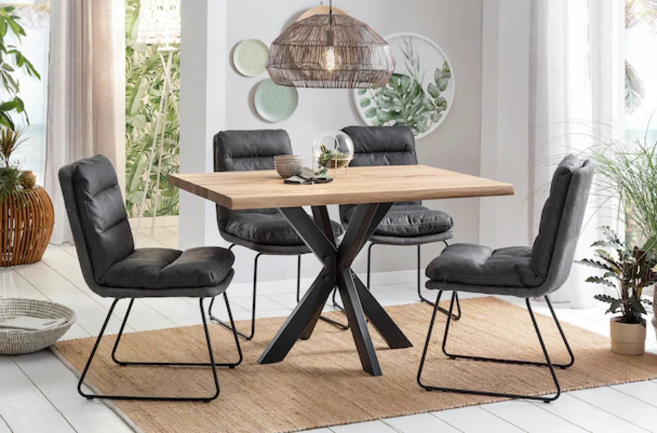 Home affaire Esstisch »Tristan« mit modernem Spider Gestell und Baumkante