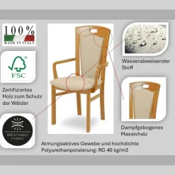 Home affaire Esszimmerstuhl »FERDI, Armlehnstuhl, Made in Italy, Massivholz« () 1 Stk.Bezug Feinstruktur (wasser-und fleckabweisend) oder Struktur